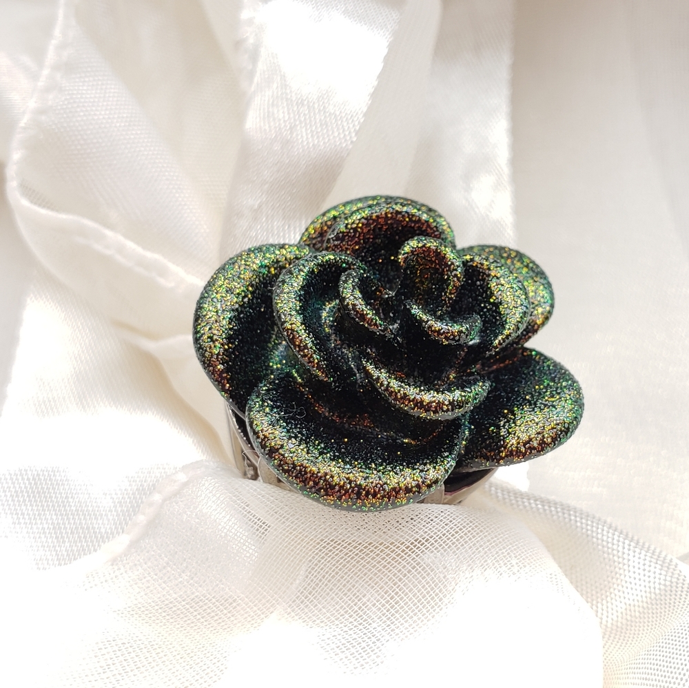 Iridescent Black Rose Ring